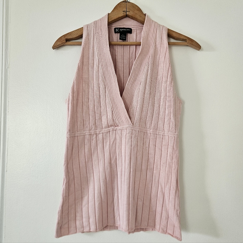 INC Womens Top PL Y2K VTG Ribbed Silk Coquette French Girl Halter Babydoll 90s